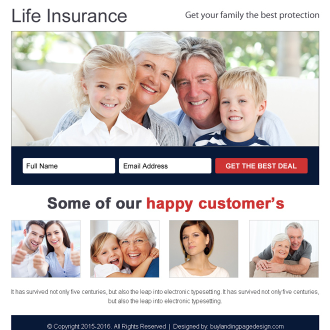 life insurance best deal free quote ppv landing page design