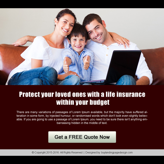 life insurance call to action ppv landing page design template Life Insurance example