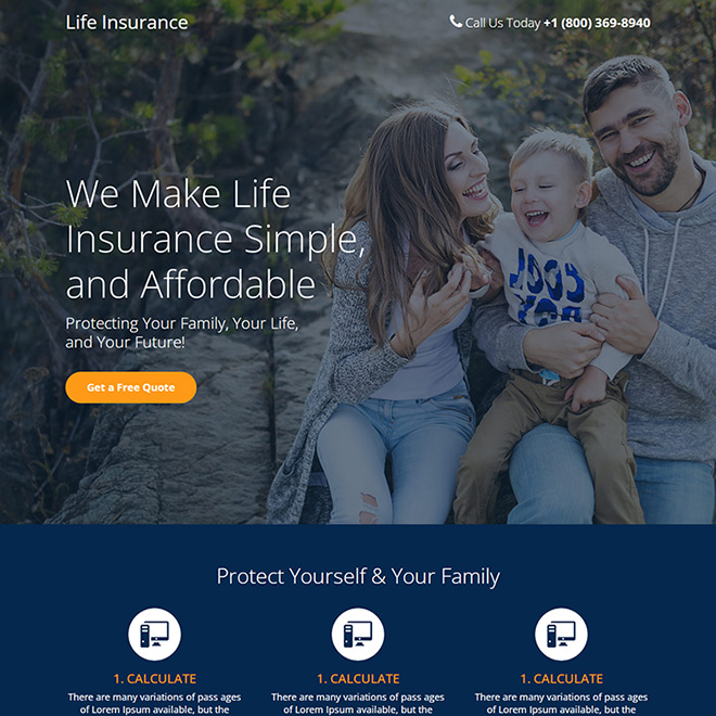 life insurance company lead capture responsive landing page Life Insurance example