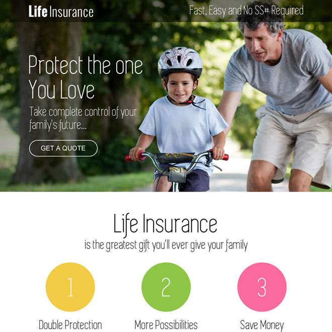 life insurance free quote service call to action landing page Insurance example