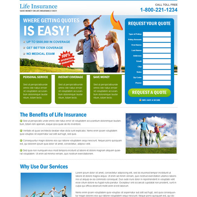 clean life insurance user friendly and effective lander design