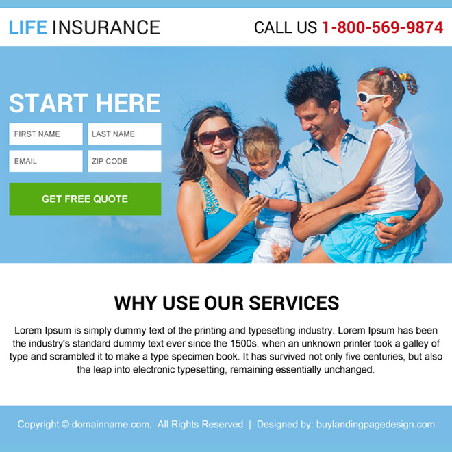 life insurance service lead generating ppv design Life Insurance example