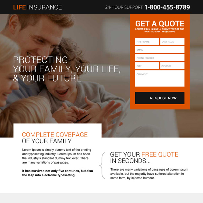 life insurance plans responsive landing page design Life Insurance example