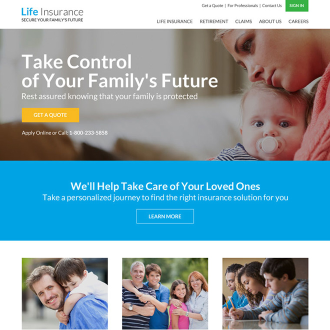 professional life insurance responsive website design Life Insurance example