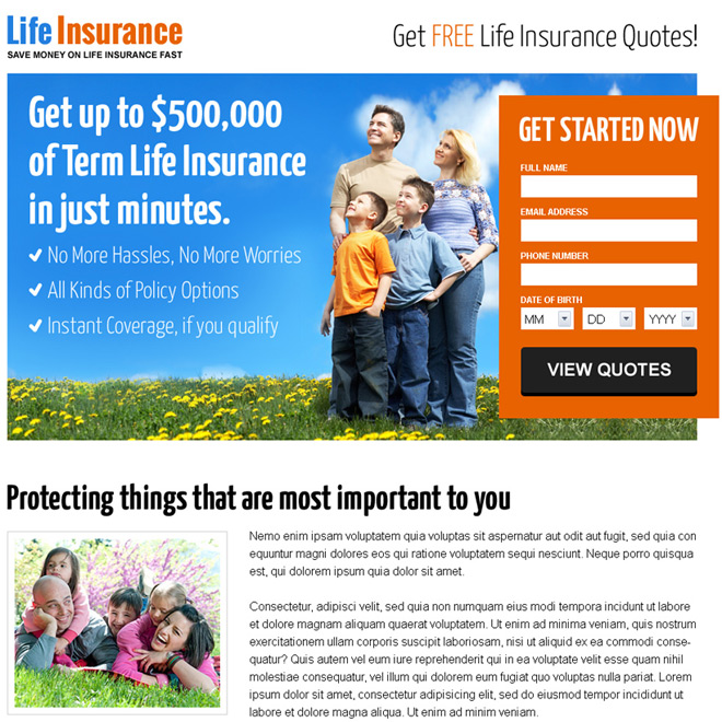 life insurance responsive landing page design to boost ...