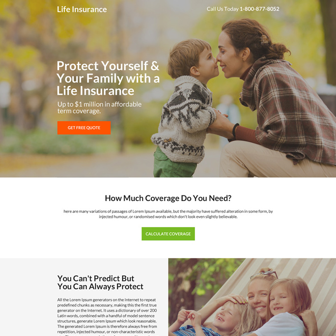 life insurance quotes responsive landing page design Life Insurance example