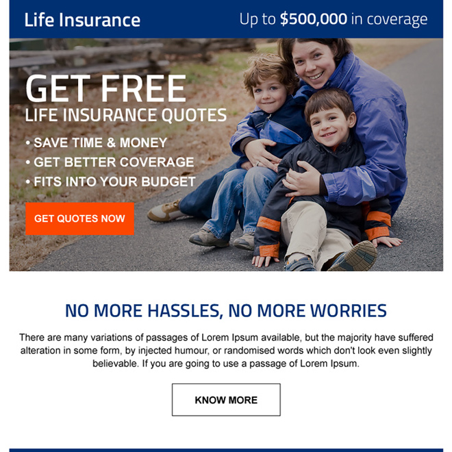 life insurance quotes ppv landing page design