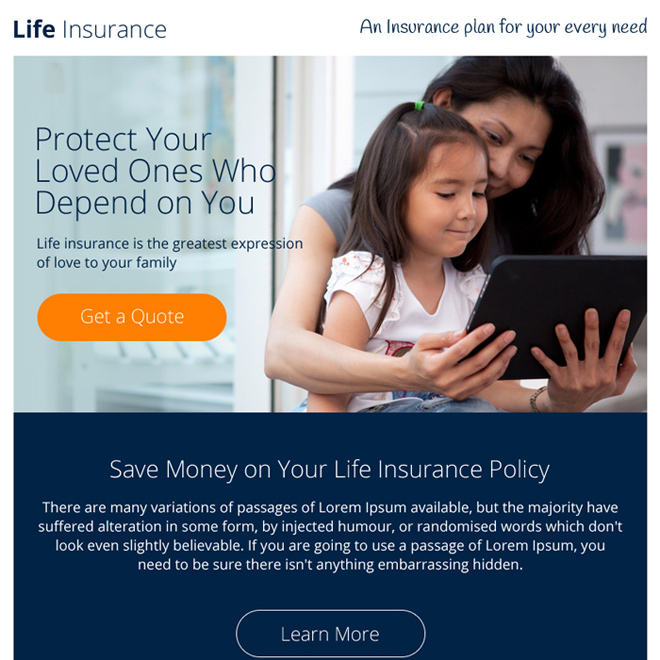 life insurance free quote lead generating ppv landing page Life Insurance example