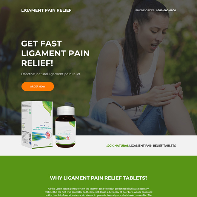 ligament pain relief tablets selling responsive landing page Pain Relief example