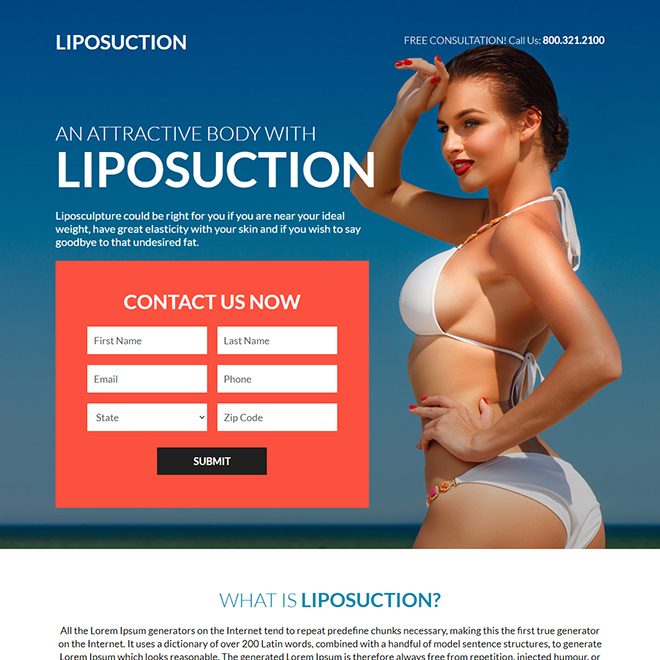 liposuction surgery responsive landing page design Cosmetic Surgery example