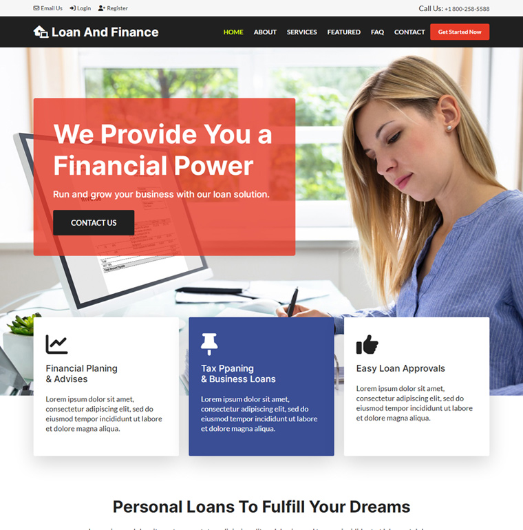 loan and finance service responsive website design Loan example