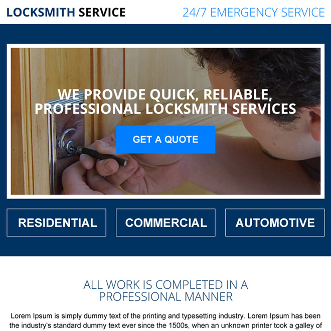 locksmith service lead generating ppv landing page design Locksmith example