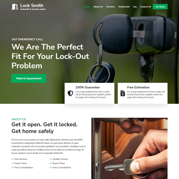 locksmith security system responsive website design Locksmith example