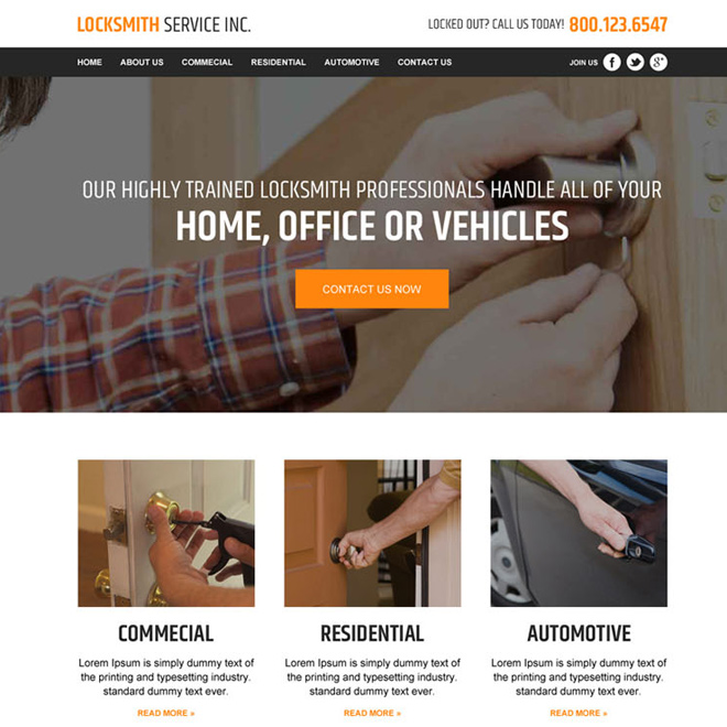 locksmith service responsive website template design Locksmith example