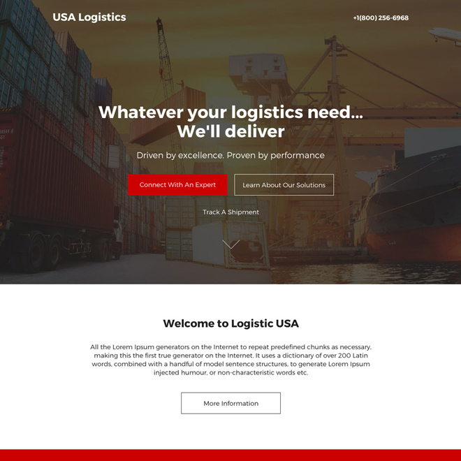 logistic services modern responsive landing page design Transportation example