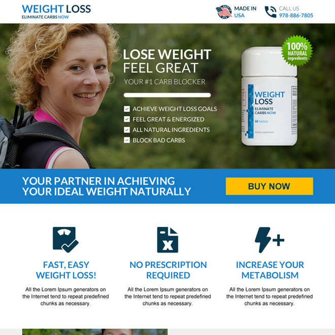 weight loss product selling responsive landing page Weight Loss example