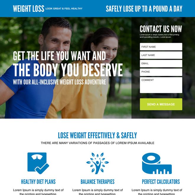 burn your extra weight lead magnet mobile friendly landing page design