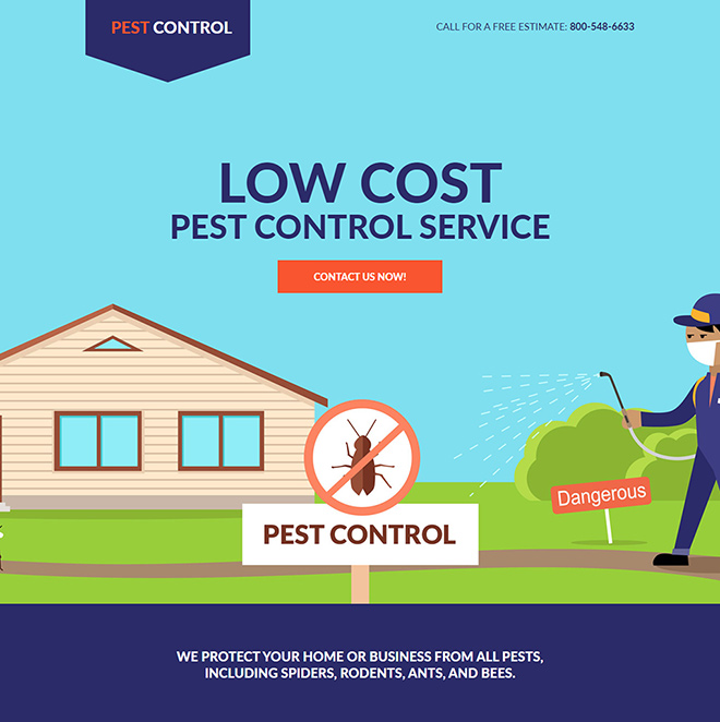 low cost pest control service responsive landing page design Pest Control example