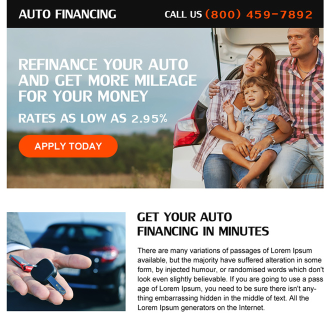 auto refinance online application call to action ppv landing page Auto Finance example