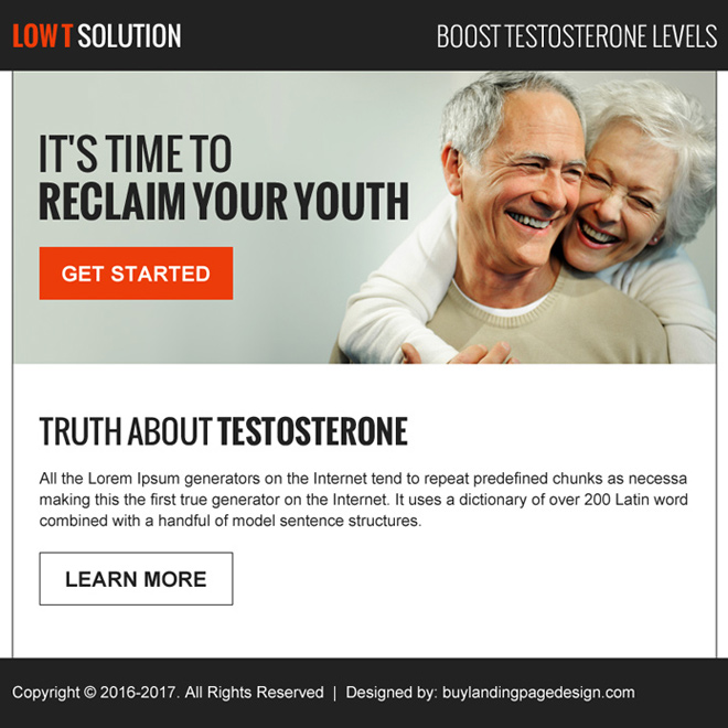 low testosterone ppv landing page design Low Testosterone example