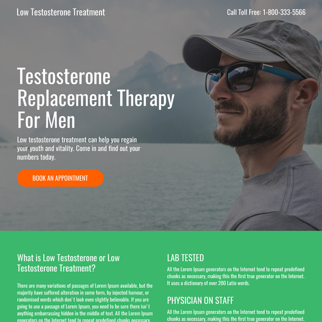 low testosterone mini responsive landing page design