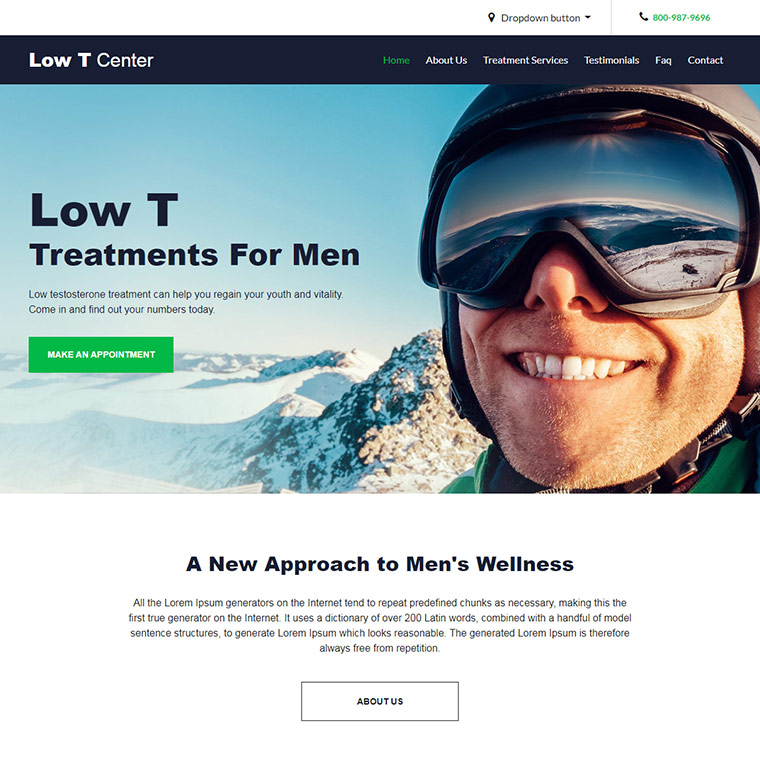 low testosterone treatment responsive website design Low Testosterone example