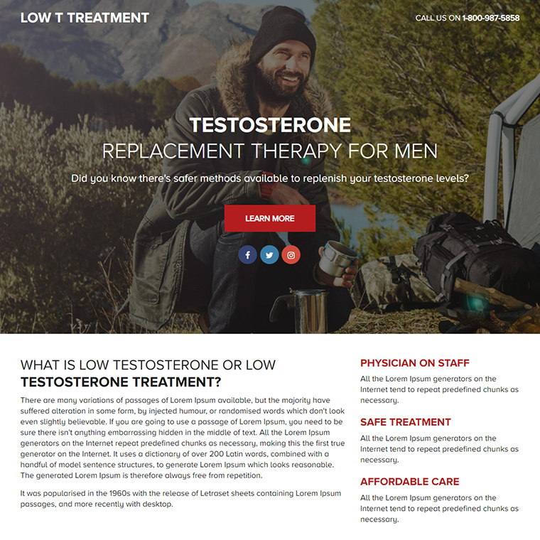 testosterone replacement therapy responsive funnel design