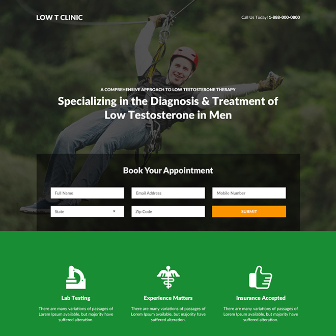 low testosterone diagnosis and treatment landing page design Low Testosterone example