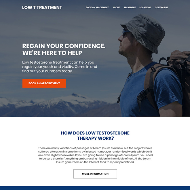 low testosterone treatment lead capturing website design Low Testosterone example