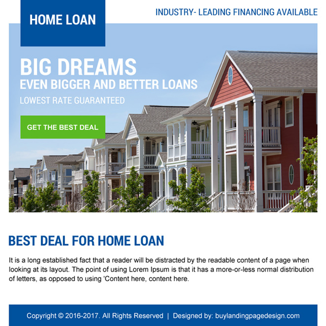 lowest home loan deal ppv landing page design