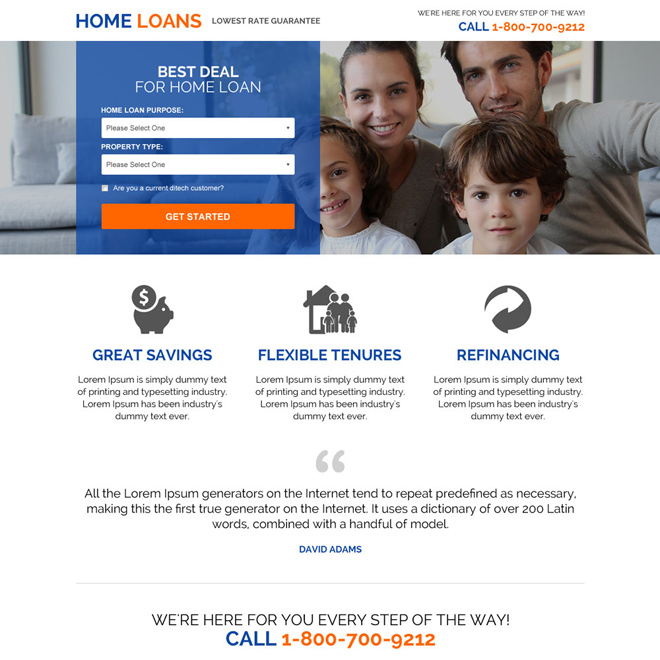 lowest rates home loan responsive mini landing page Home Loan example