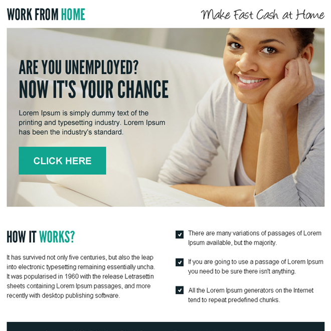 make fast cash at home call to action ppv landing page design