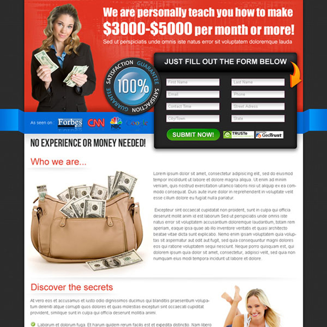 make money online effective lander design Make Money Online example