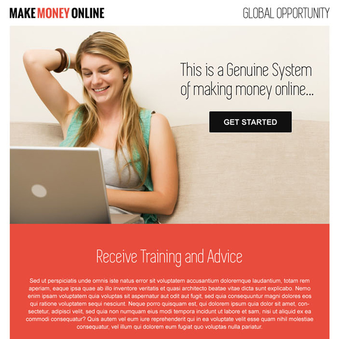 Clean And Professional Call To Action Make Money Online Landing Page - purchase clean and professional call to action make money online landing page design template