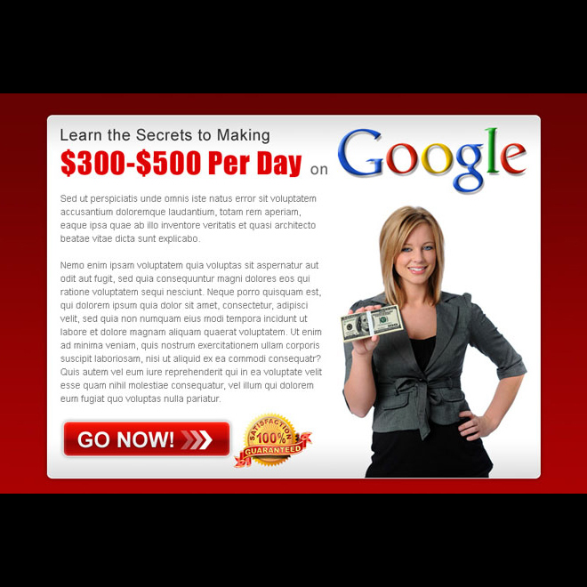 secrets of making money with google appealing ppv landing page design template