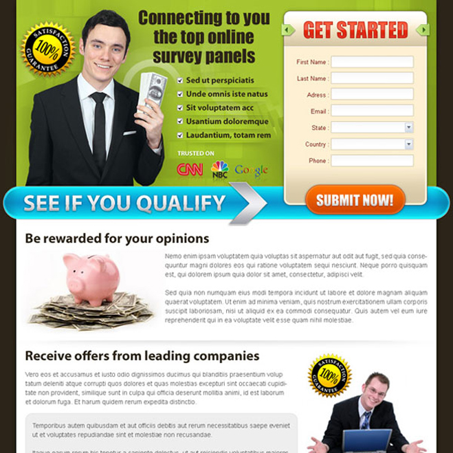 make money online landing page design template Make Money Online example