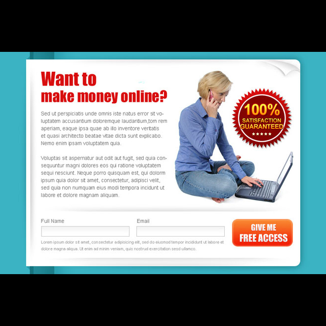 make money online lead capture clean and converting ppv landing page design template