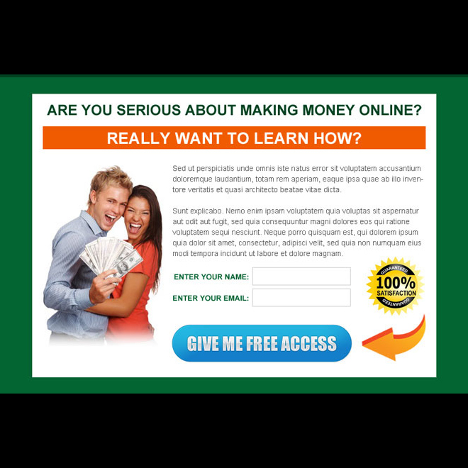 make money online converting lead capture ppv landing page design template Make Money Online example