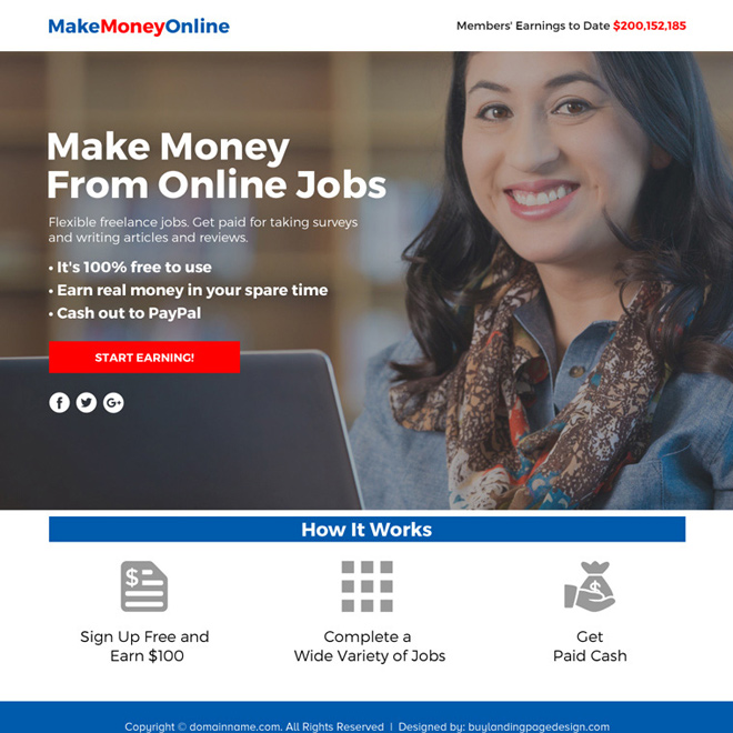 make money from online jobs funnel page design