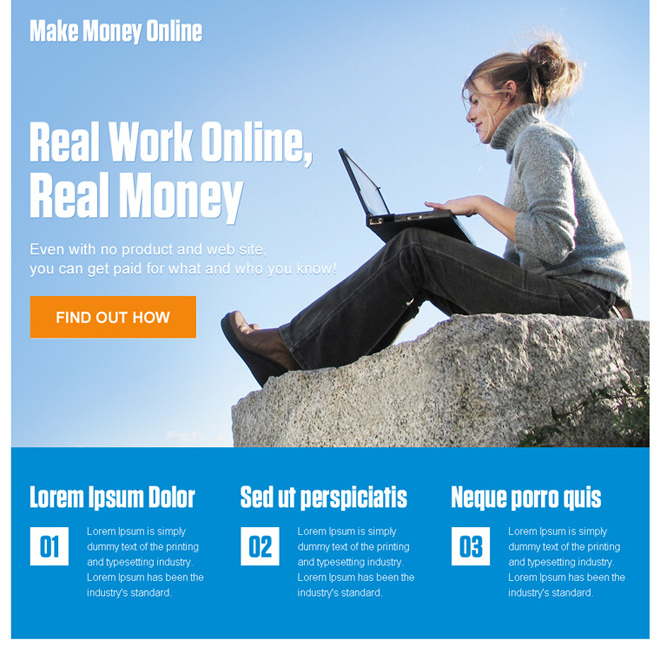 responsive make money online ppc landing page design Make Money Online example