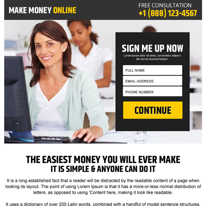 make money online sign up capturing ppv landing page Make Money Online example
