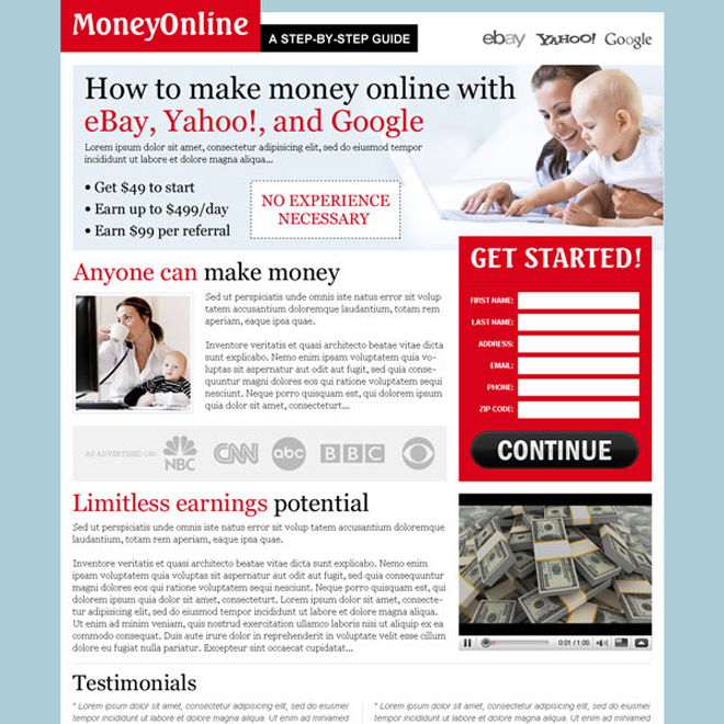 make money online step by step guide effective lander design Make Money Online example