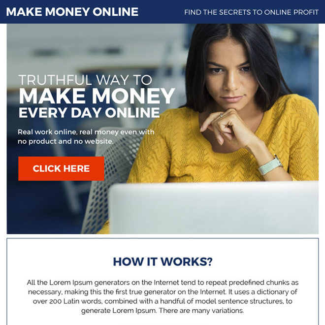 make money online premium ppv landing page Make Money Online example