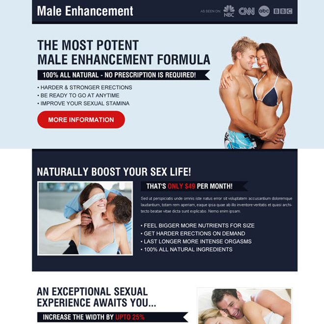 most potent male enhancement formula creative call to action landing page