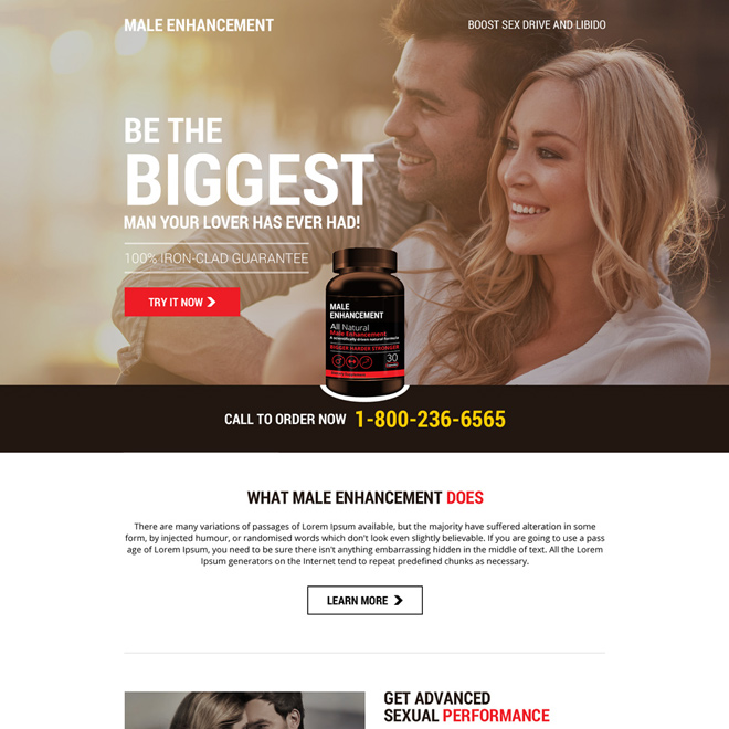 male enhancement responsive landing page design