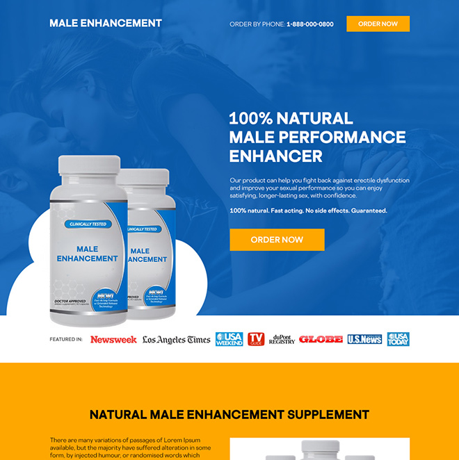 natural male performance enhancer supplement responsive landing page Male Enhancement example