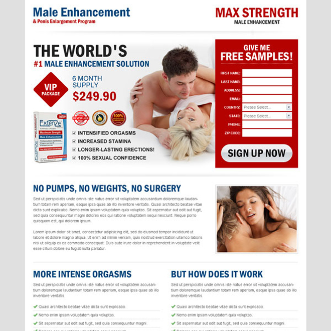 male enhancement product clean and effective landing page template design to increase your lead capture Male Enhancement example