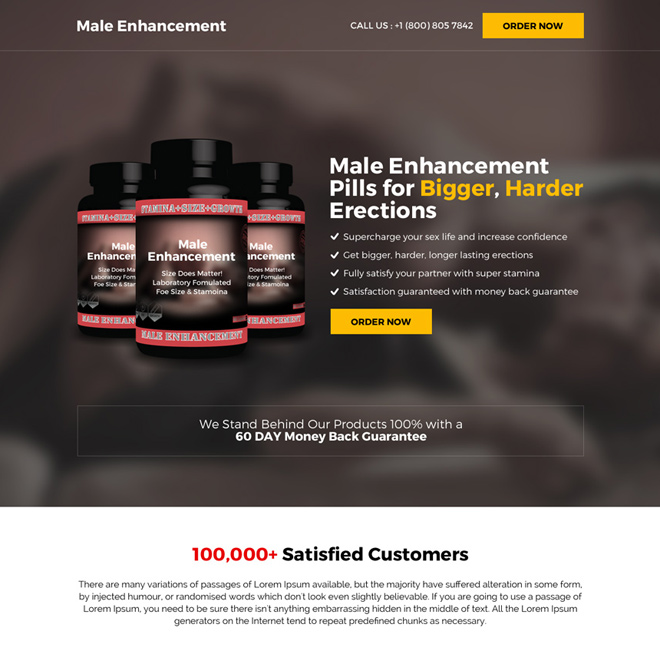 male enhancement supplement selling bootstrap landing page