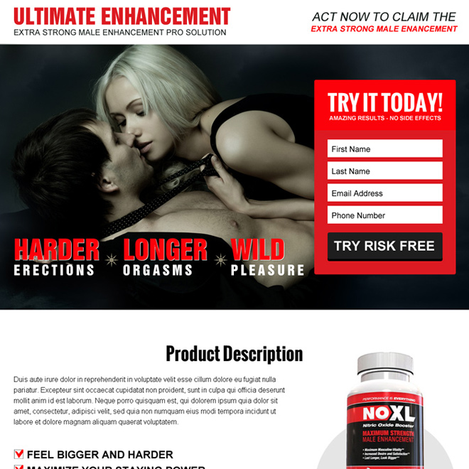 ultimate male enhancement lead capture converting responsive landing page design Male Enhancement example