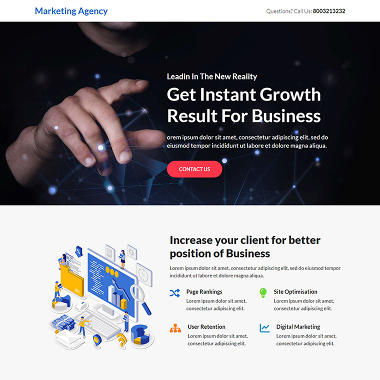 marketing agency responsive landing page design Marketing example
